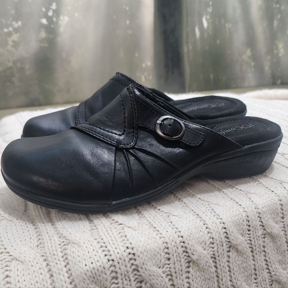 Comfort Black Leather Mules - Picture 2 of 9